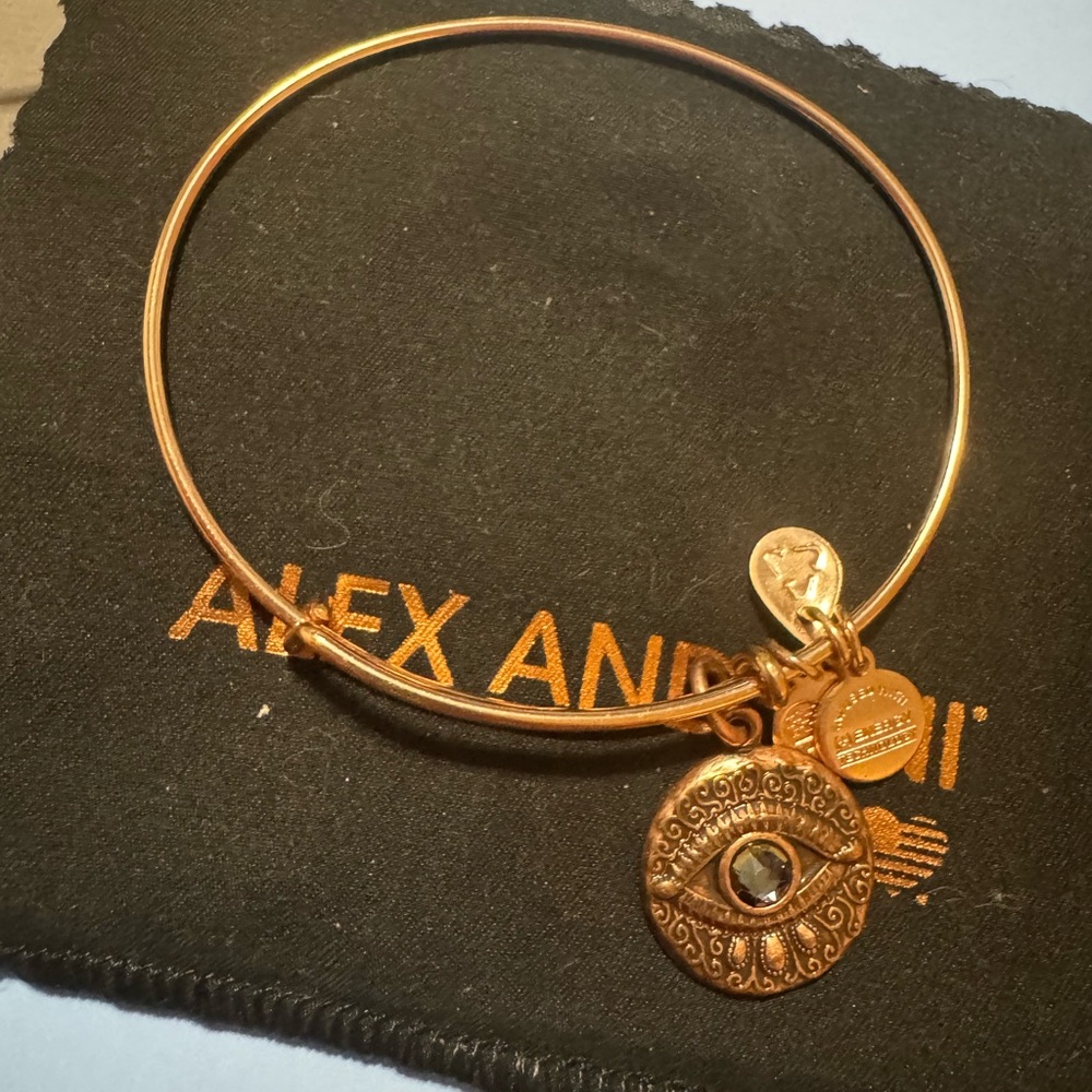 Alex and Ani Gold Evil Eye Charm Bangle Bracelet